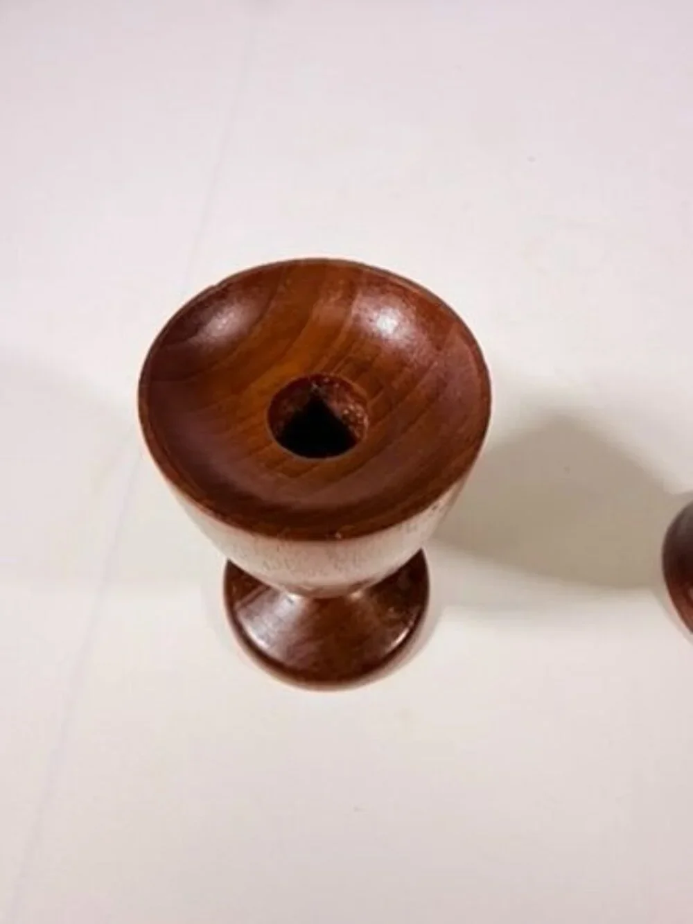 Wood Candleholders Pair Set 2 Burma Teak Mid Century Vintage Danish Style Home T